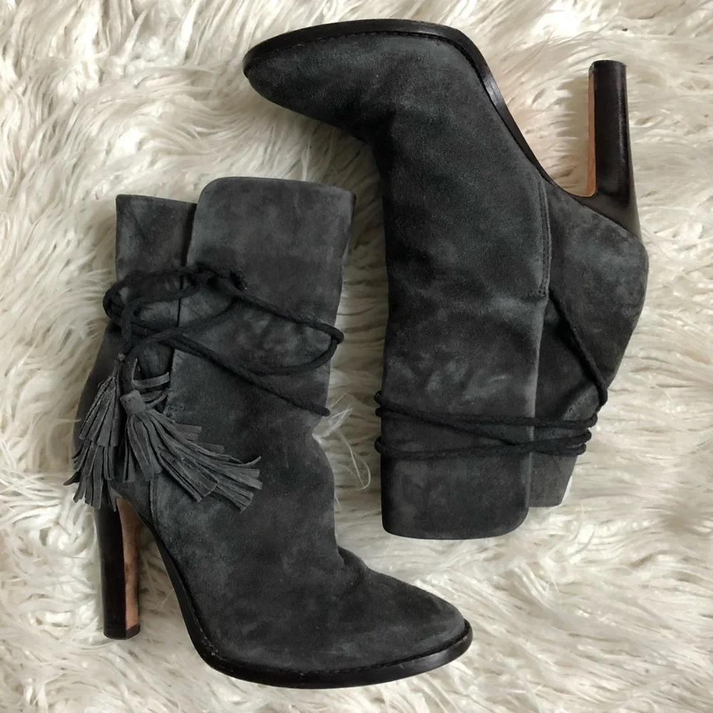 Joie Heeled Chap Suede Tassel Booties